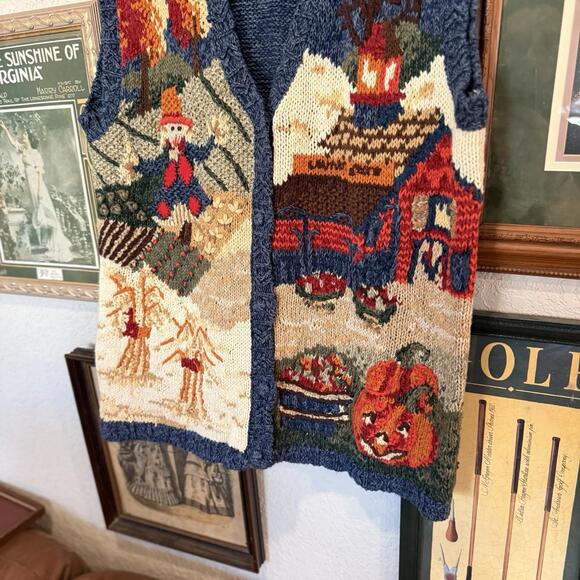 Vintage 90s RARE Heirloom Collectibles Fall‎ Halloween Pumpkin Knit Sweater 3XL - Picture 4 of 6